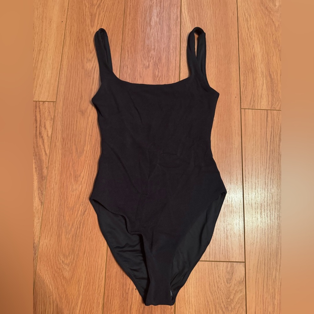 Nuuds Black square neck one piece swimsuit